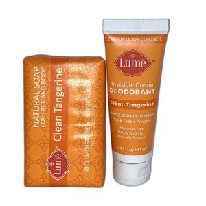 CLEAN TANGERINE Travel Size Bundle Natural Deodorant Cream Tube & Bar Soap